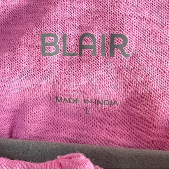 BLAIR Embroidered Cotton 3/4-Sleeve Henley, Large - Picture 8 of 10